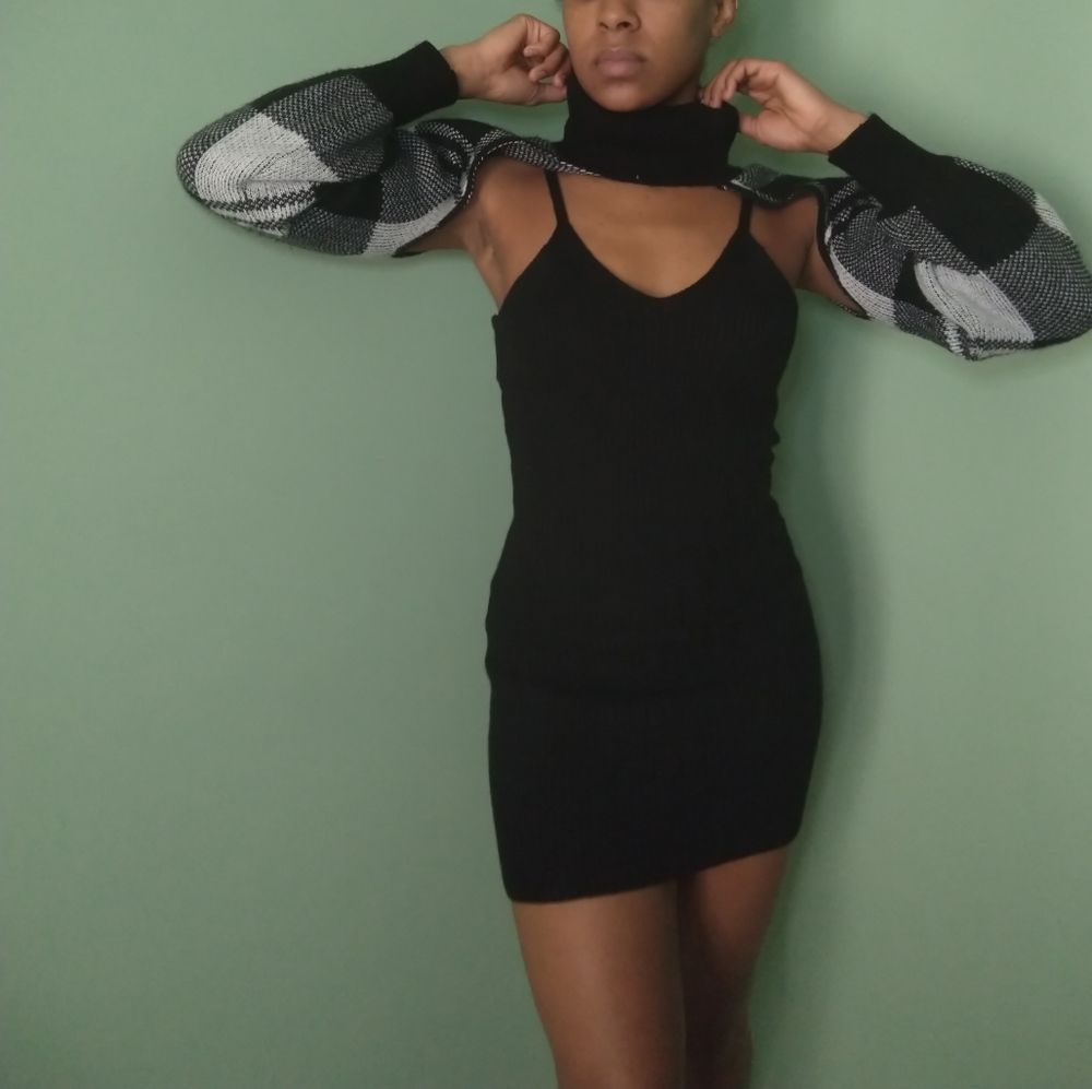 Madrag Women's black gray knitted dress and bolero